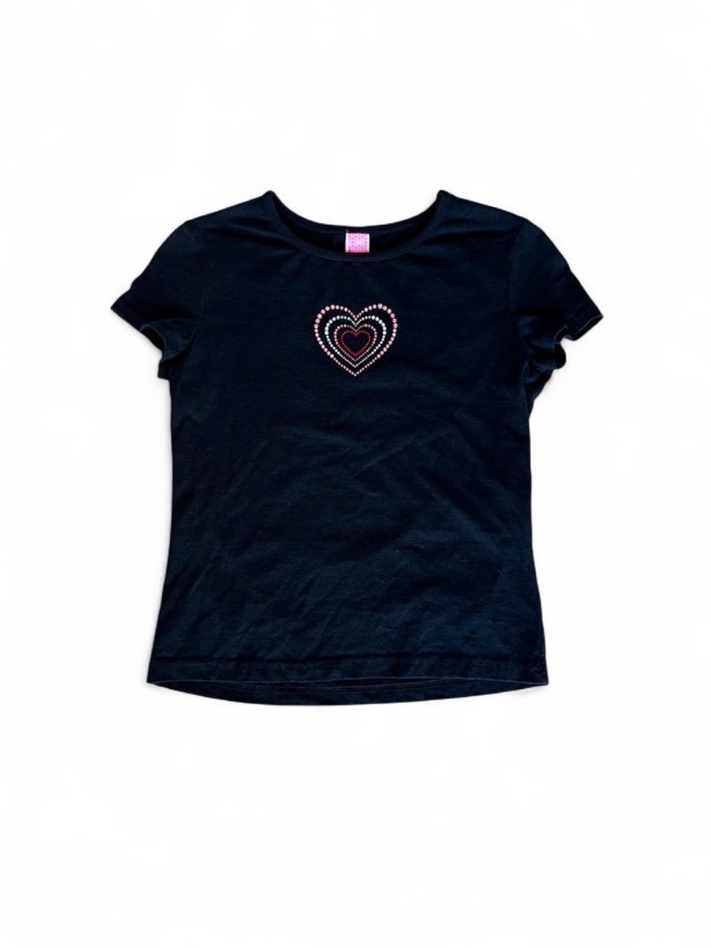 black rhinestone heart baby tee